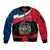 Dominican Republic Flag Sleeve Zip Bomber Jacket with Map National Coat of Arms Island Silhouette - Wonder Print Shop