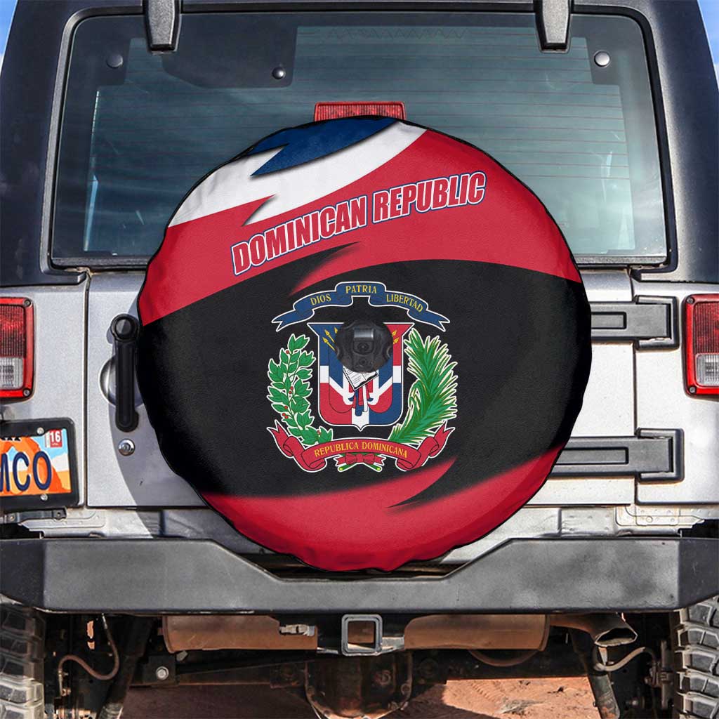 Dominican Republic Flag Spare Tire Cover with Map National Coat of Arms Island Silhouette - Wonder Print Shop