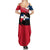 Dominican Republic Flag Summer Maxi Dress with Map National Coat of Arms Island Silhouette - Wonder Print Shop