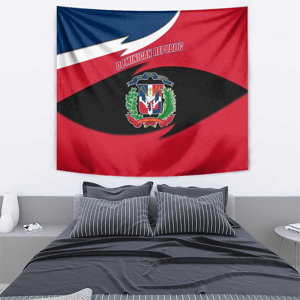 Dominican Republic Flag Tapestry with Map National Coat of Arms Island Silhouette - Wonder Print Shop