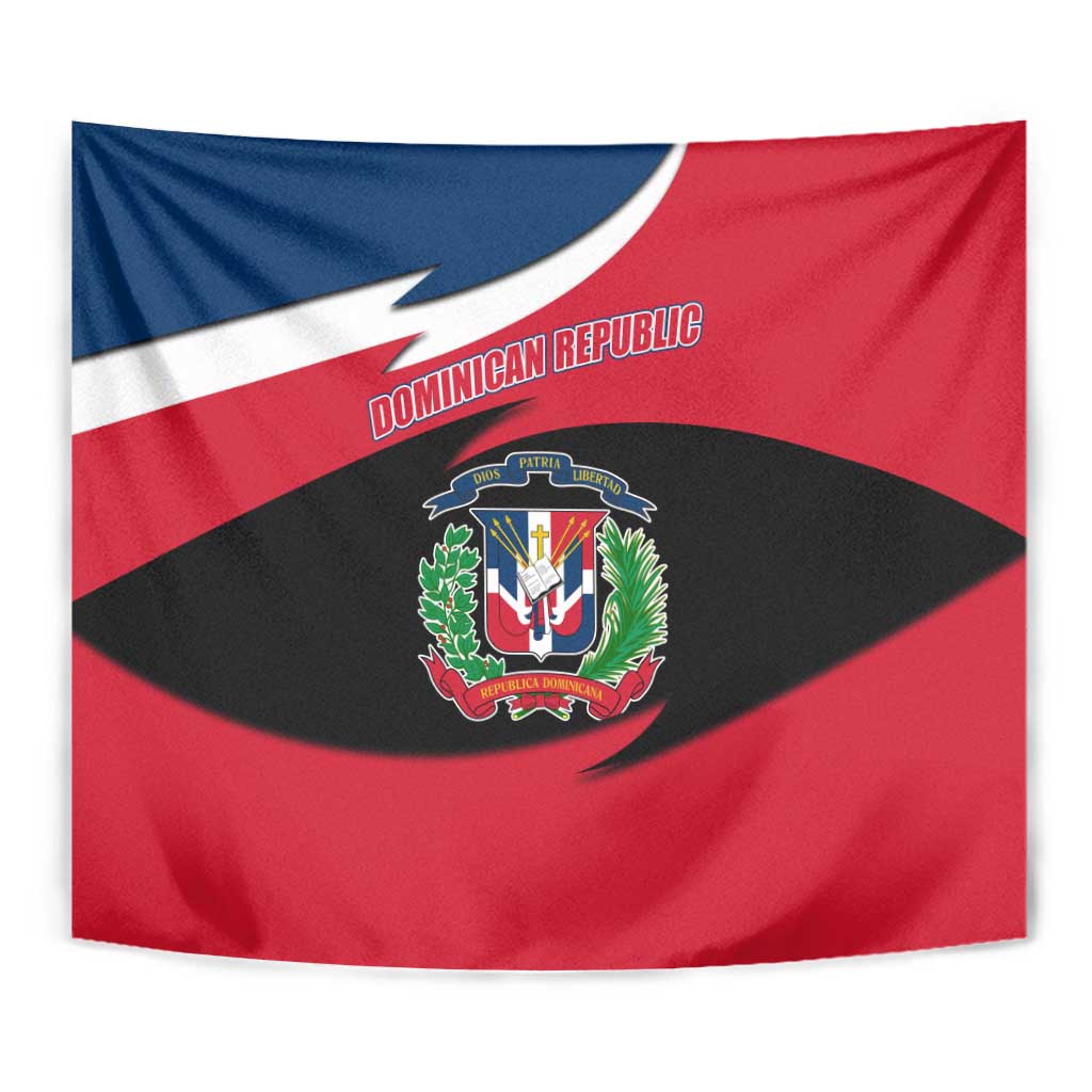 Dominican Republic Flag Tapestry with Map National Coat of Arms Island Silhouette - Wonder Print Shop