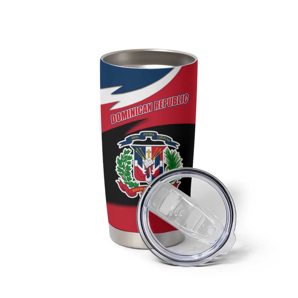Dominican Republic Flag Tumbler Cup with Map National Coat of Arms Island Silhouette - Wonder Print Shop
