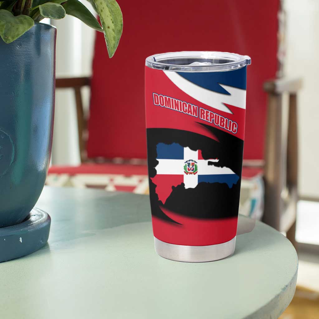 Dominican Republic Flag Tumbler Cup with Map National Coat of Arms Island Silhouette - Wonder Print Shop