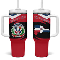 Dominican Republic Flag Tumbler With Handle with Map National Coat of Arms Island Silhouette - Wonder Print Shop