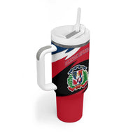 Dominican Republic Flag Tumbler With Handle with Map National Coat of Arms Island Silhouette - Wonder Print Shop