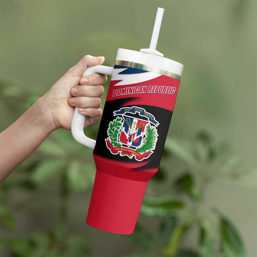Dominican Republic Flag Tumbler With Handle with Map National Coat of Arms Island Silhouette - Wonder Print Shop