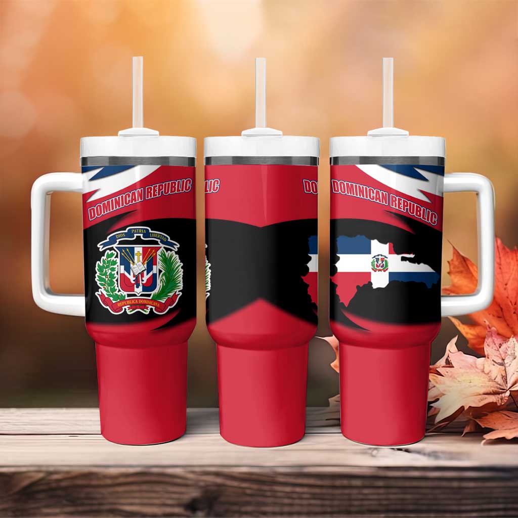 Dominican Republic Flag Tumbler With Handle with Map National Coat of Arms Island Silhouette - Wonder Print Shop