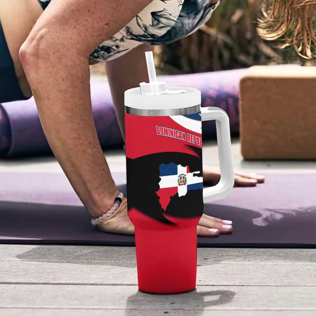 Dominican Republic Flag Tumbler With Handle with Map National Coat of Arms Island Silhouette - Wonder Print Shop