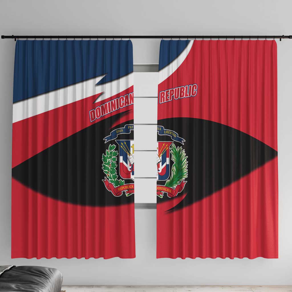 Dominican Republic Flag Window Curtain with Map National Coat of Arms Island Silhouette - Wonder Print Shop
