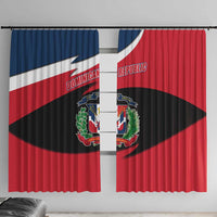 Dominican Republic Flag Window Curtain with Map National Coat of Arms Island Silhouette - Wonder Print Shop