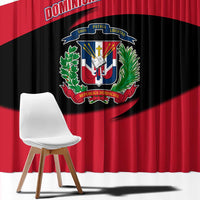 Dominican Republic Flag Window Curtain with Map National Coat of Arms Island Silhouette - Wonder Print Shop