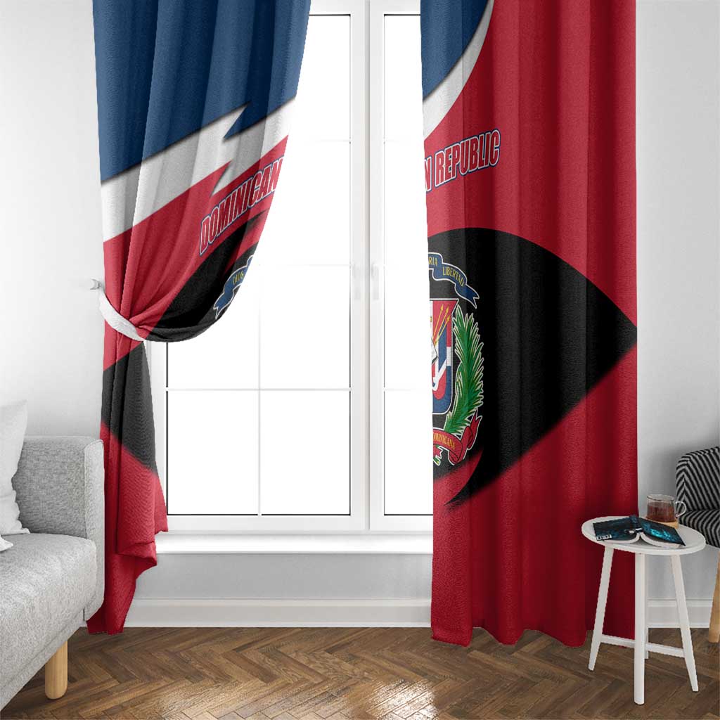 Dominican Republic Flag Window Curtain with Map National Coat of Arms Island Silhouette - Wonder Print Shop