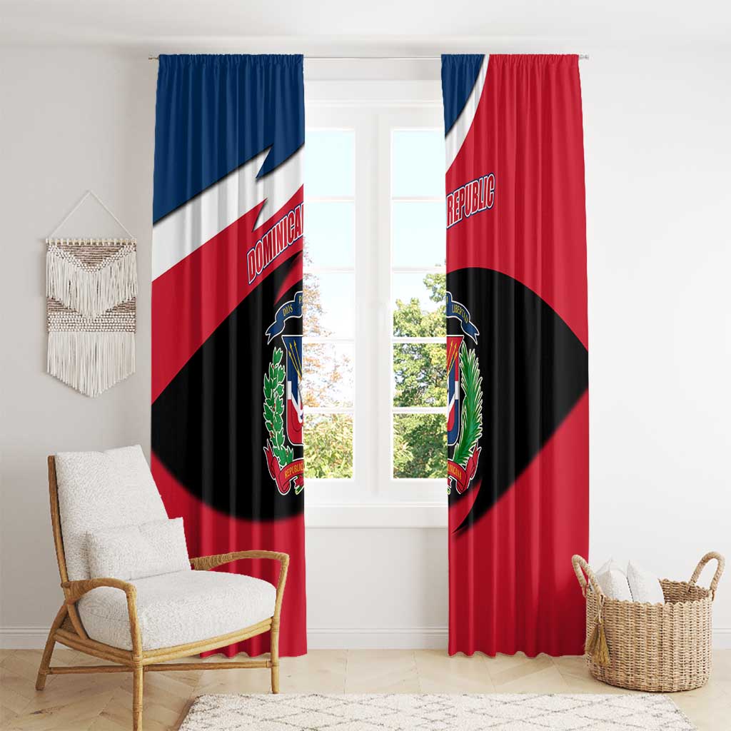 Dominican Republic Flag Window Curtain with Map National Coat of Arms Island Silhouette - Wonder Print Shop