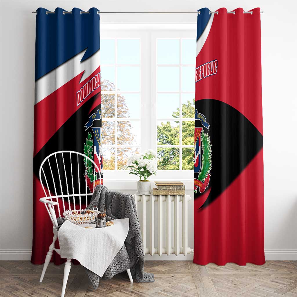 Dominican Republic Flag Window Curtain with Map National Coat of Arms Island Silhouette - Wonder Print Shop
