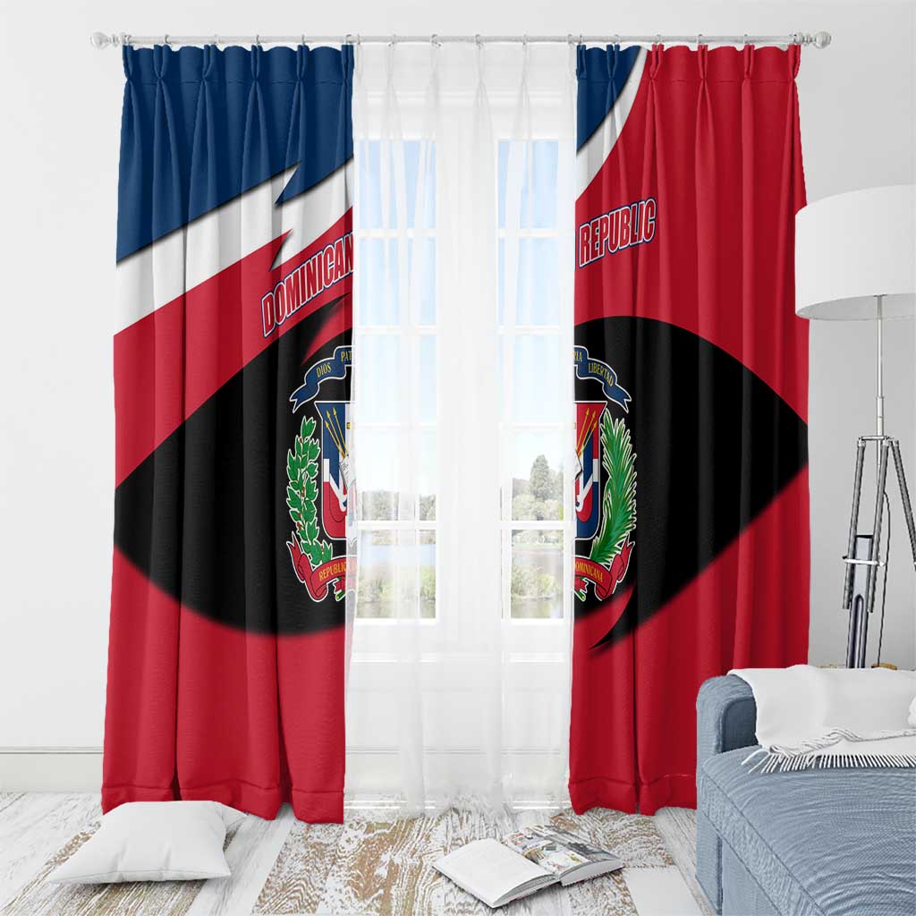 Dominican Republic Flag Window Curtain with Map National Coat of Arms Island Silhouette - Wonder Print Shop