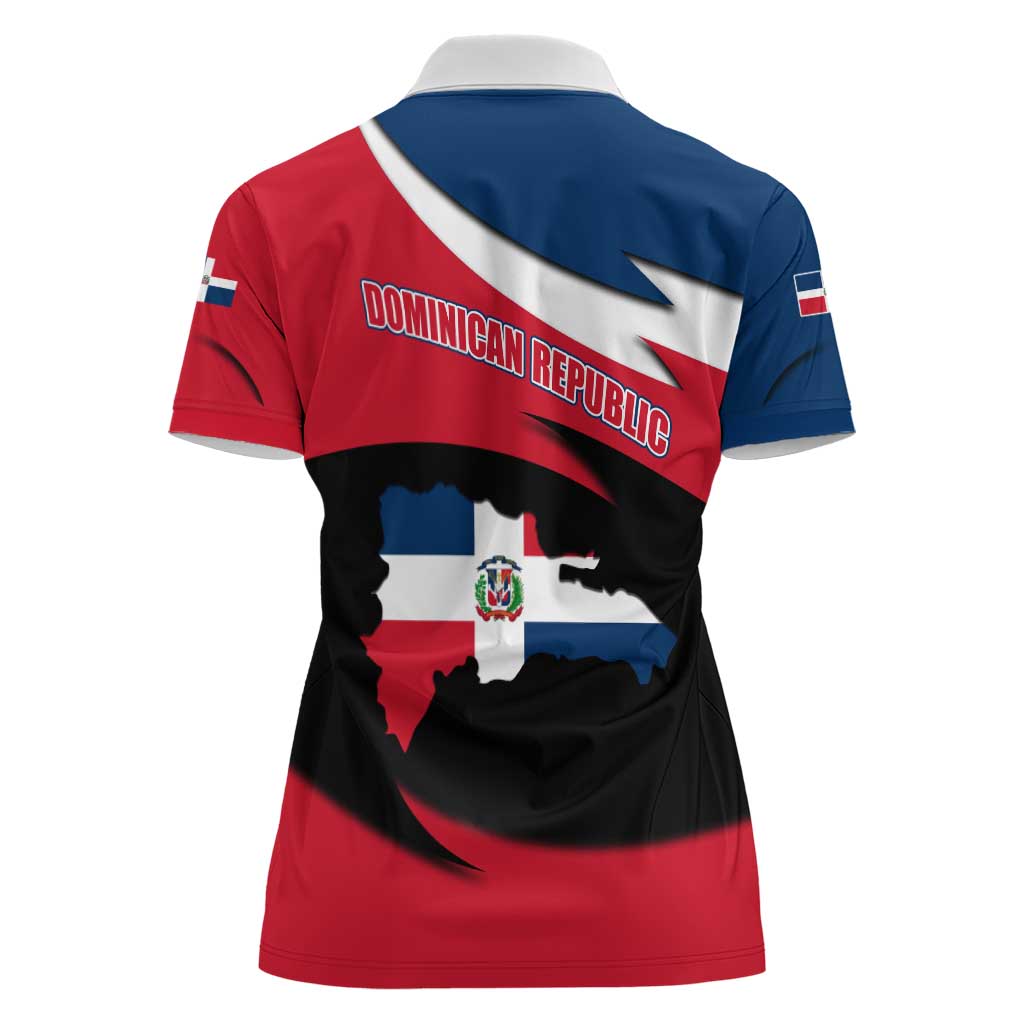Dominican Republic Flag Women Polo Shirt with Map National Coat of Arms Island Silhouette - Wonder Print Shop