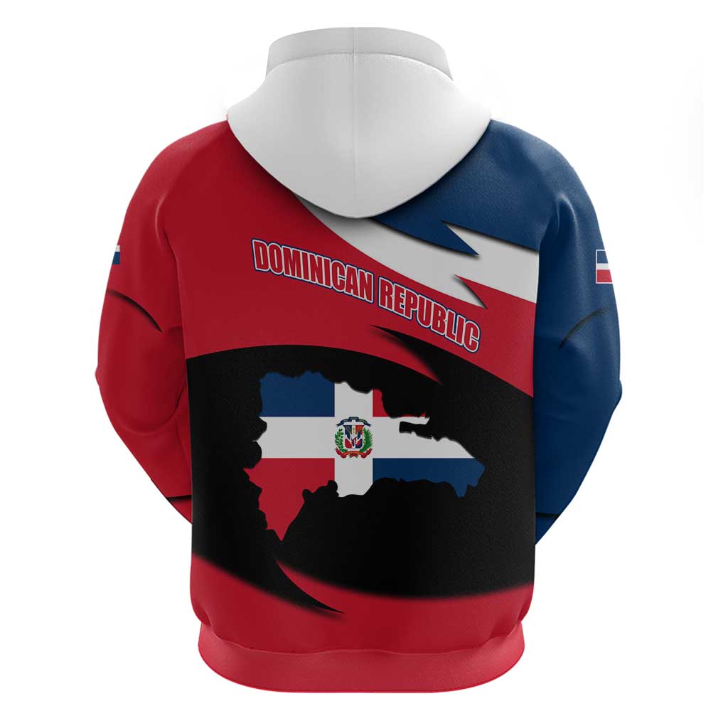 Dominican Republic Flag Zip Hoodie with Map National Coat of Arms Island Silhouette - Wonder Print Shop