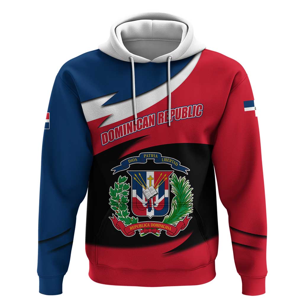 Dominican Republic Flag Zip Hoodie with Map National Coat of Arms Island Silhouette - Wonder Print Shop