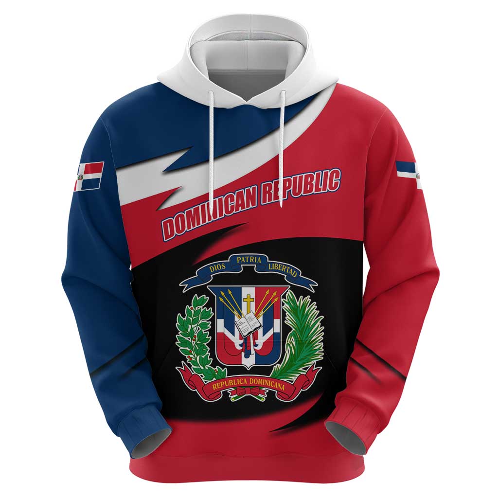 Dominican Republic Flag Zip Hoodie with Map National Coat of Arms Island Silhouette - Wonder Print Shop