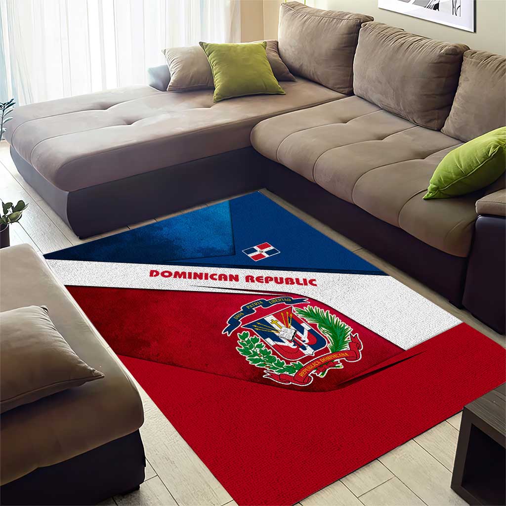 Dominican Republic Flag Area Rug with Map National Coat of Arms Island Silhouette - Wonder Print Shop
