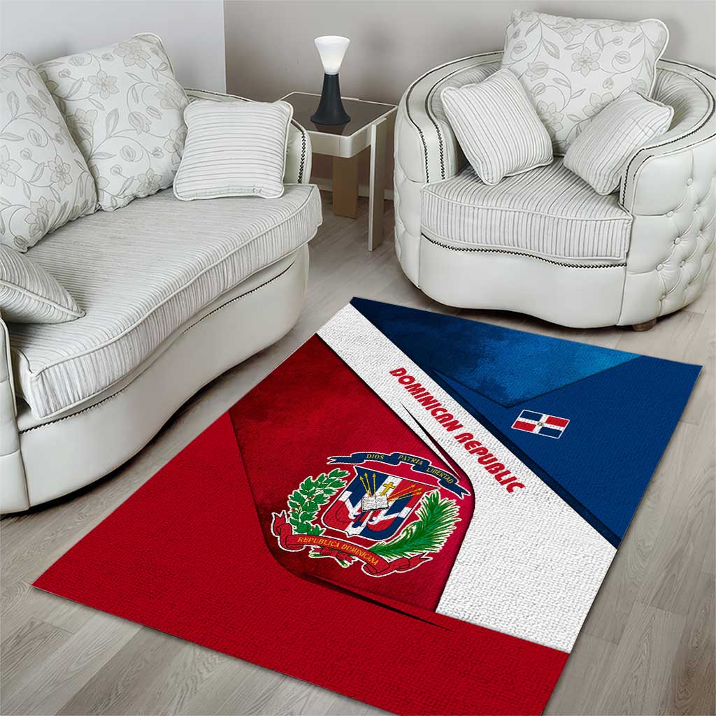 Dominican Republic Flag Area Rug with Map National Coat of Arms Island Silhouette - Wonder Print Shop