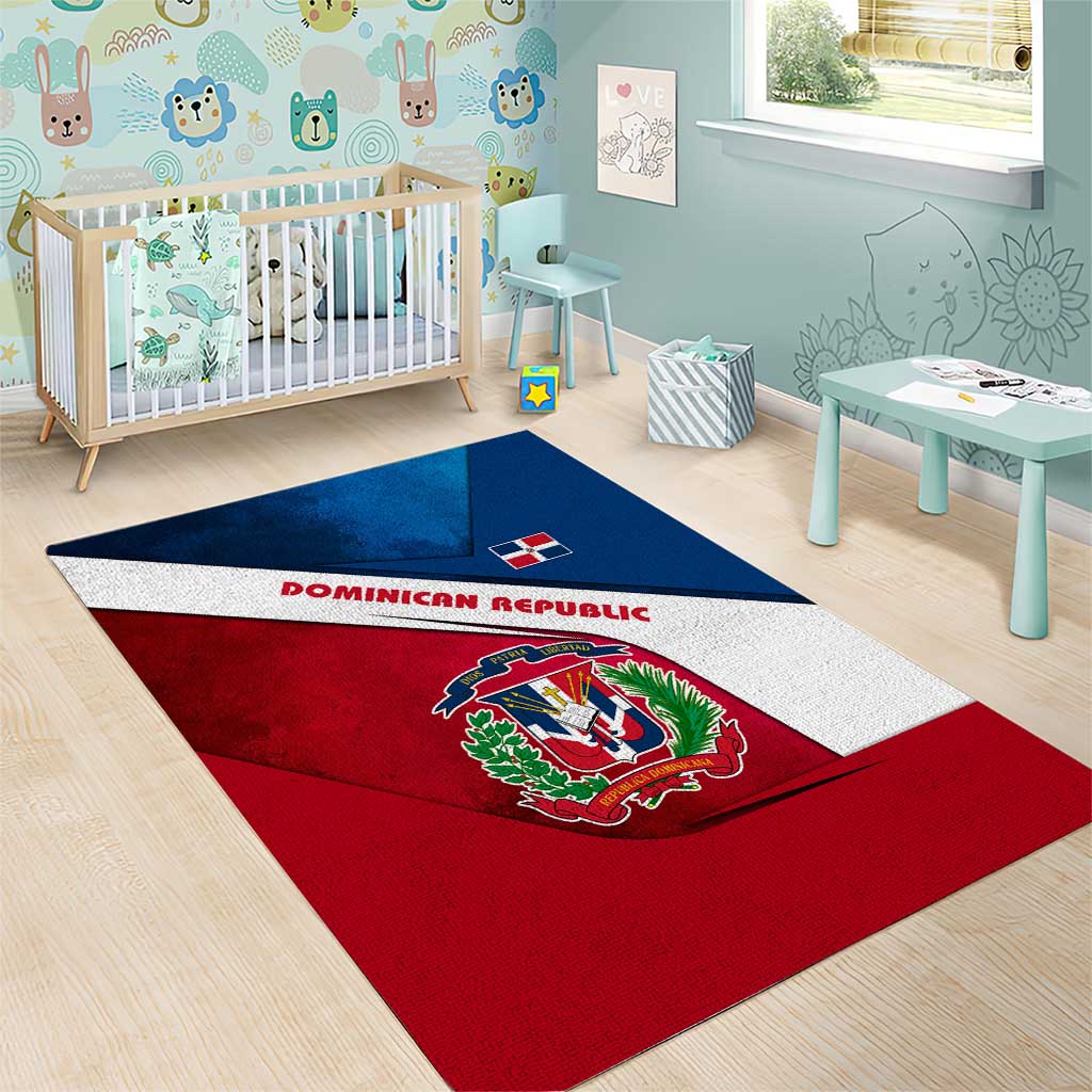 Dominican Republic Flag Area Rug with Map National Coat of Arms Island Silhouette - Wonder Print Shop