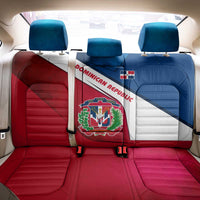 Dominican Republic Flag Back Car Seat Cover with Map National Coat of Arms Island Silhouette - Wonder Print Shop