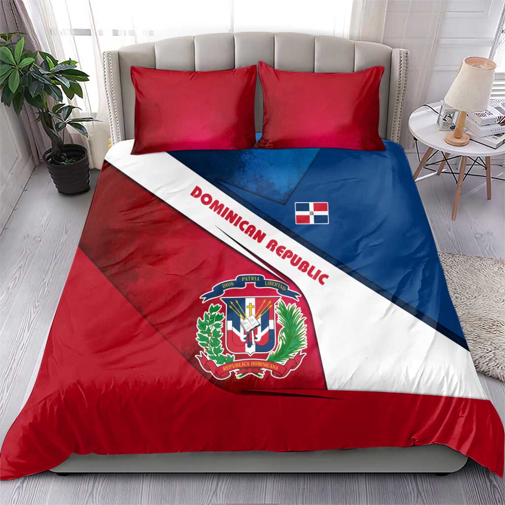 Dominican Republic Flag Bedding Set with Map National Coat of Arms Island Silhouette - Wonder Print Shop