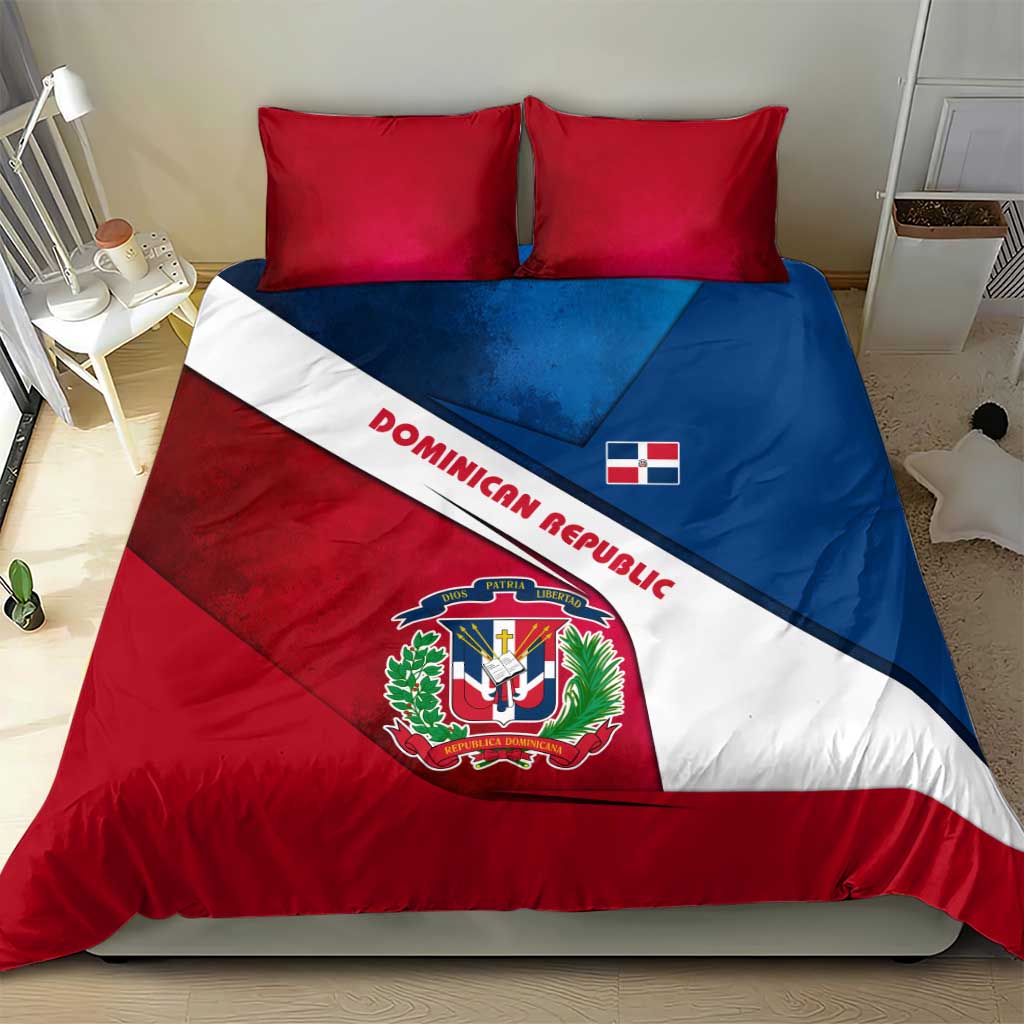 Dominican Republic Flag Bedding Set with Map National Coat of Arms Island Silhouette - Wonder Print Shop