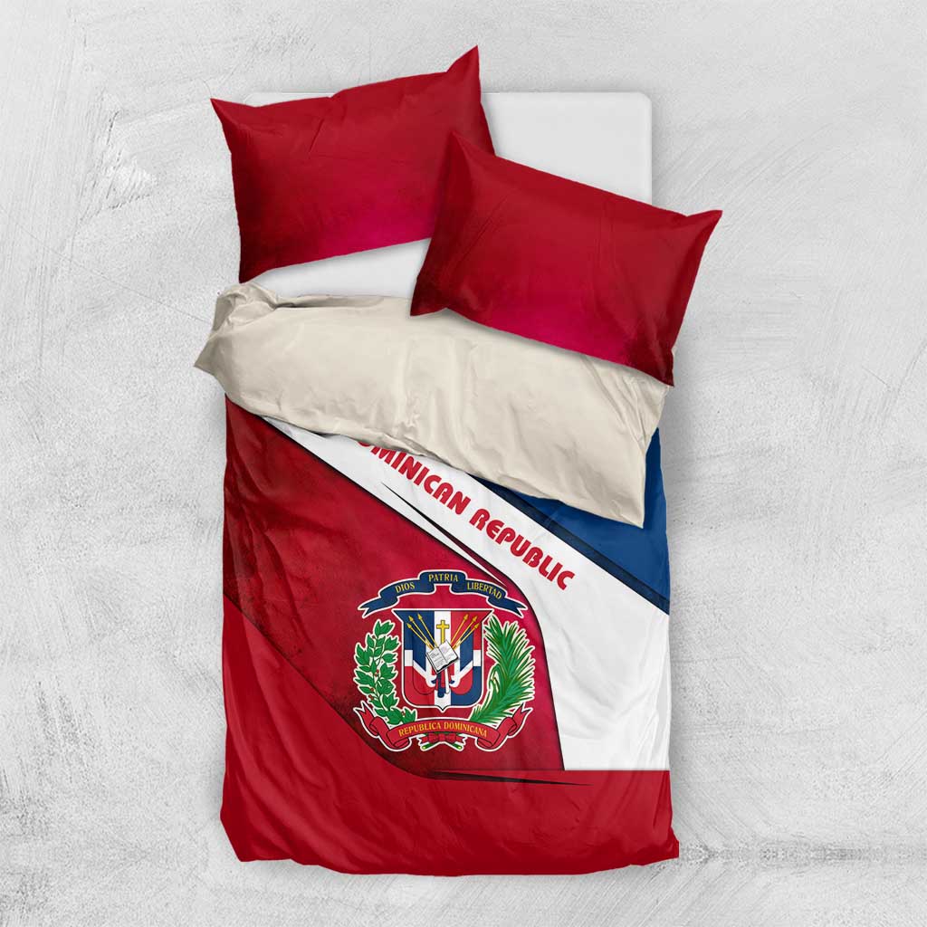 Dominican Republic Flag Bedding Set with Map National Coat of Arms Island Silhouette - Wonder Print Shop