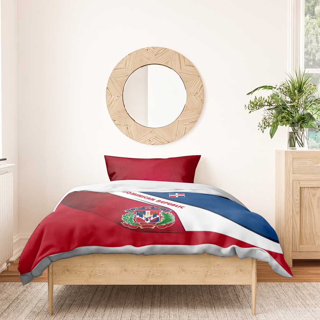 Dominican Republic Flag Bedding Set with Map National Coat of Arms Island Silhouette - Wonder Print Shop