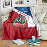 Dominican Republic Flag Blanket with Map National Coat of Arms Island Silhouette - Wonder Print Shop