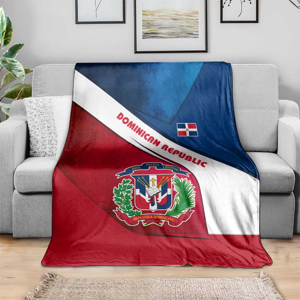 Dominican Republic Flag Blanket with Map National Coat of Arms Island Silhouette - Wonder Print Shop