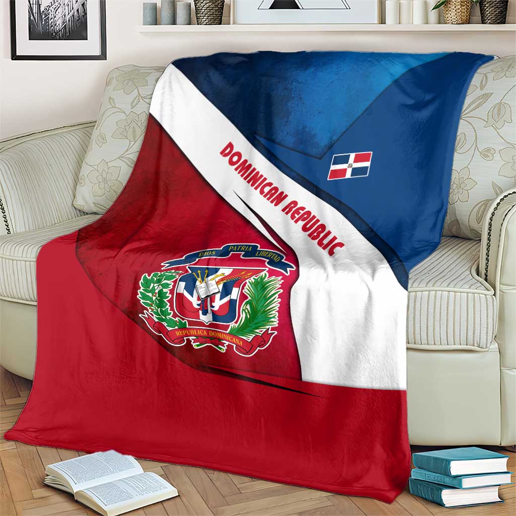 Dominican Republic Flag Blanket with Map National Coat of Arms Island Silhouette - Wonder Print Shop