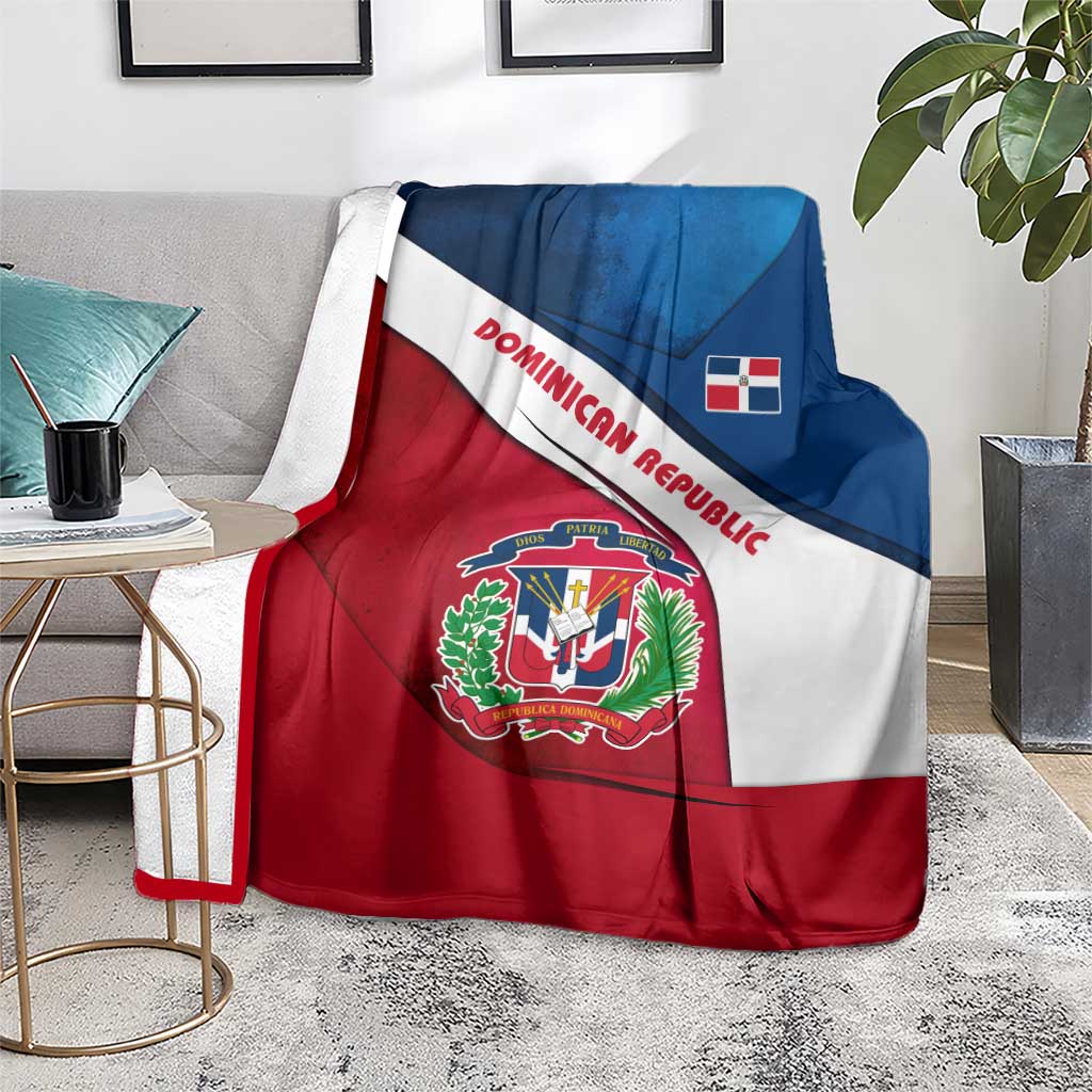 Dominican Republic Flag Blanket with Map National Coat of Arms Island Silhouette - Wonder Print Shop