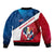 Dominican Republic Flag Bomber Jacket with Map National Coat of Arms Island Silhouette - Wonder Print Shop