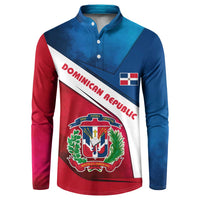 Dominican Republic Flag Button Sweatshirt with Map National Coat of Arms Island Silhouette - Wonder Print Shop