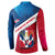 Dominican Republic Flag Button Sweatshirt with Map National Coat of Arms Island Silhouette - Wonder Print Shop