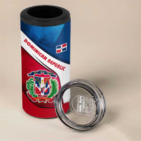 Dominican Republic Flag 4 in 1 Can Cooler Tumbler with Map National Coat of Arms Island Silhouette - Wonder Print Shop