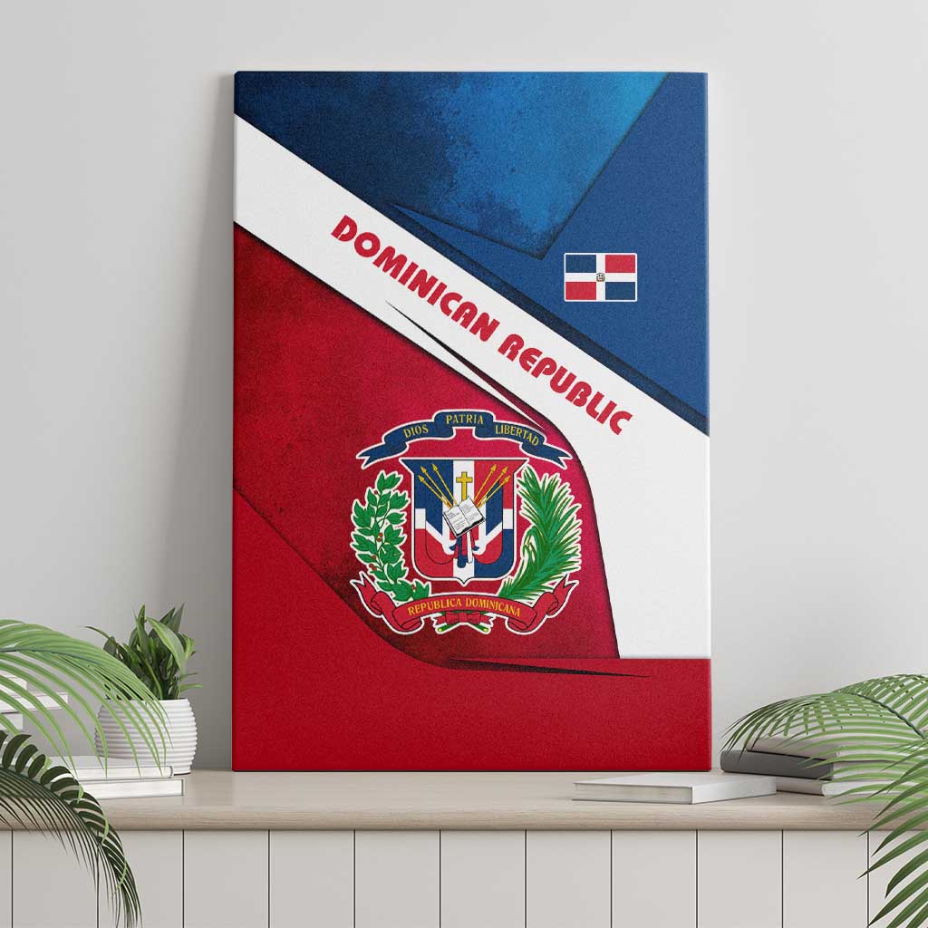 Dominican Republic Flag Canvas Wall Art with Map National Coat of Arms Island Silhouette - Wonder Print Shop