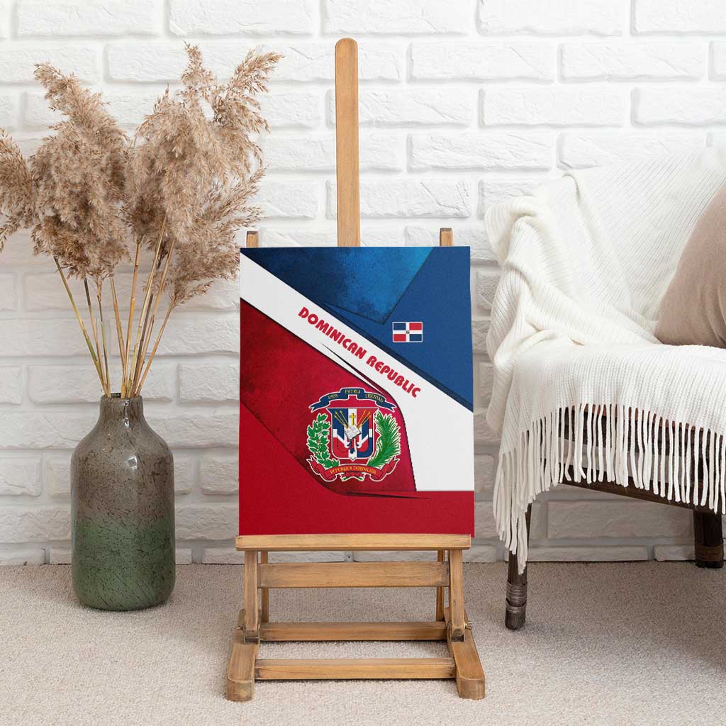 Dominican Republic Flag Canvas Wall Art with Map National Coat of Arms Island Silhouette - Wonder Print Shop