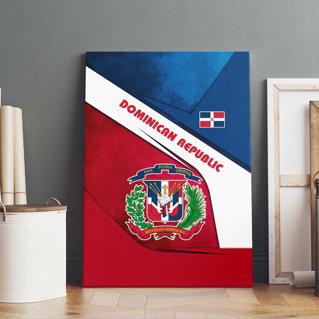 Dominican Republic Flag Canvas Wall Art with Map National Coat of Arms Island Silhouette - Wonder Print Shop