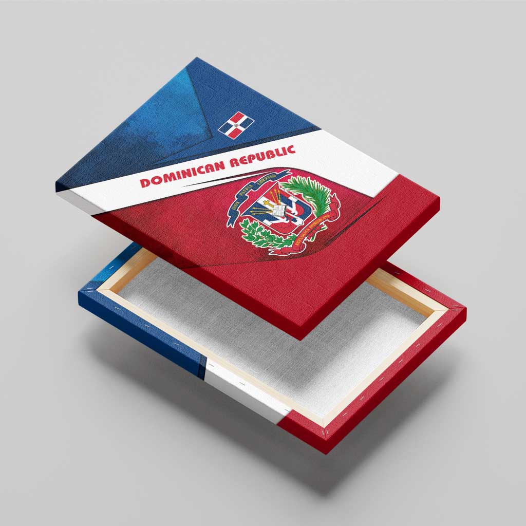 Dominican Republic Flag Canvas Wall Art with Map National Coat of Arms Island Silhouette - Wonder Print Shop