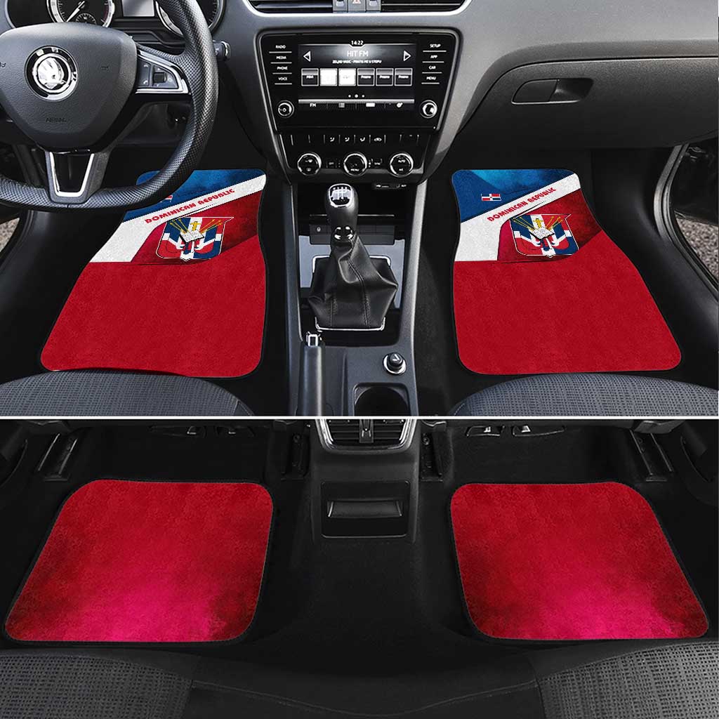 Dominican Republic Flag Car Mats with Map National Coat of Arms Island Silhouette - Wonder Print Shop