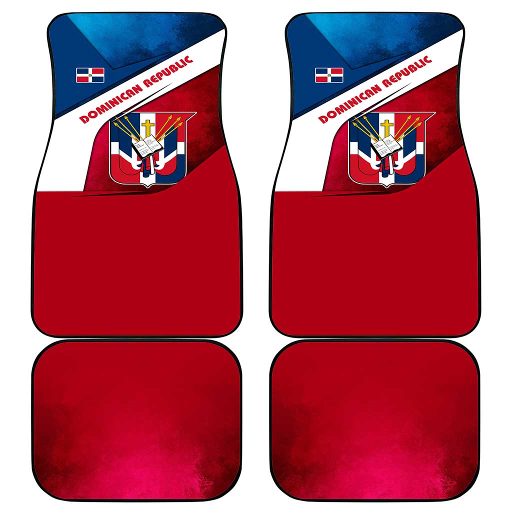 Dominican Republic Flag Car Mats with Map National Coat of Arms Island Silhouette - Wonder Print Shop