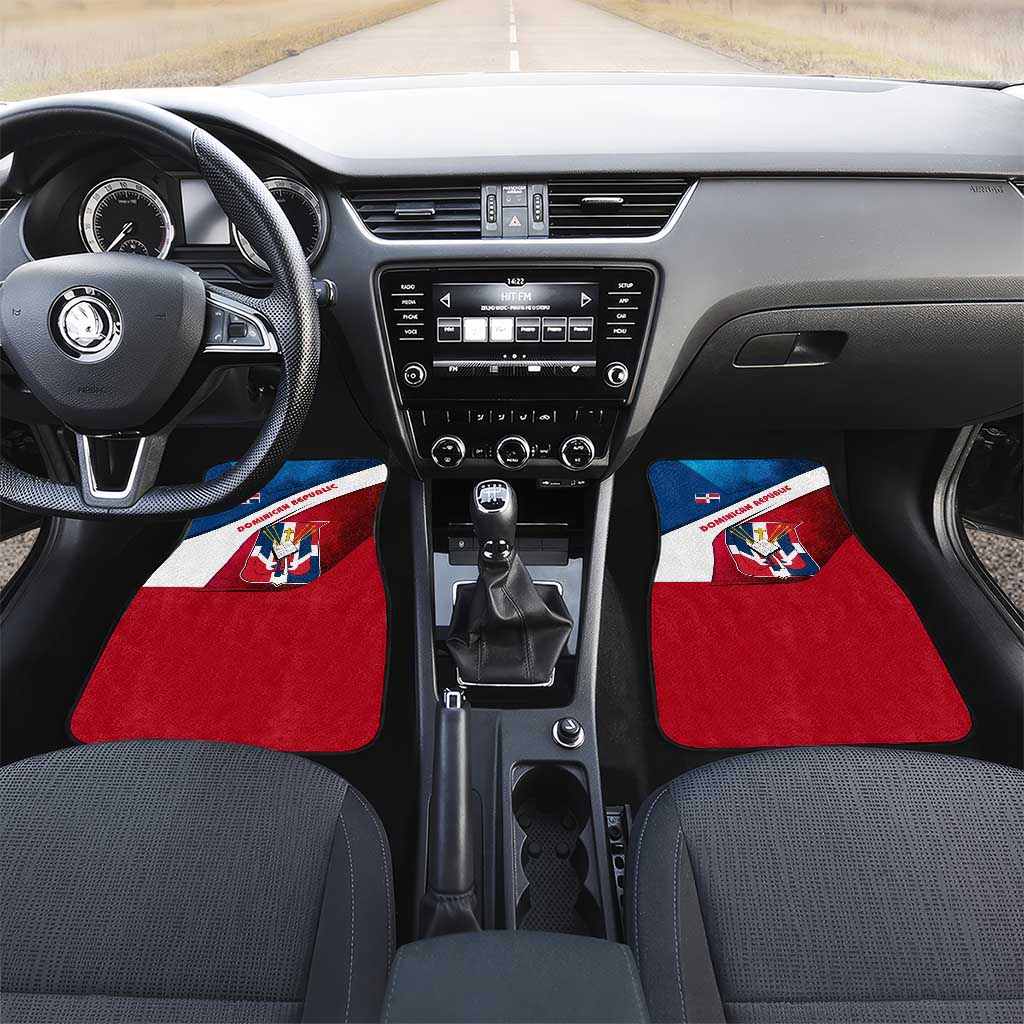 Dominican Republic Flag Car Mats with Map National Coat of Arms Island Silhouette - Wonder Print Shop