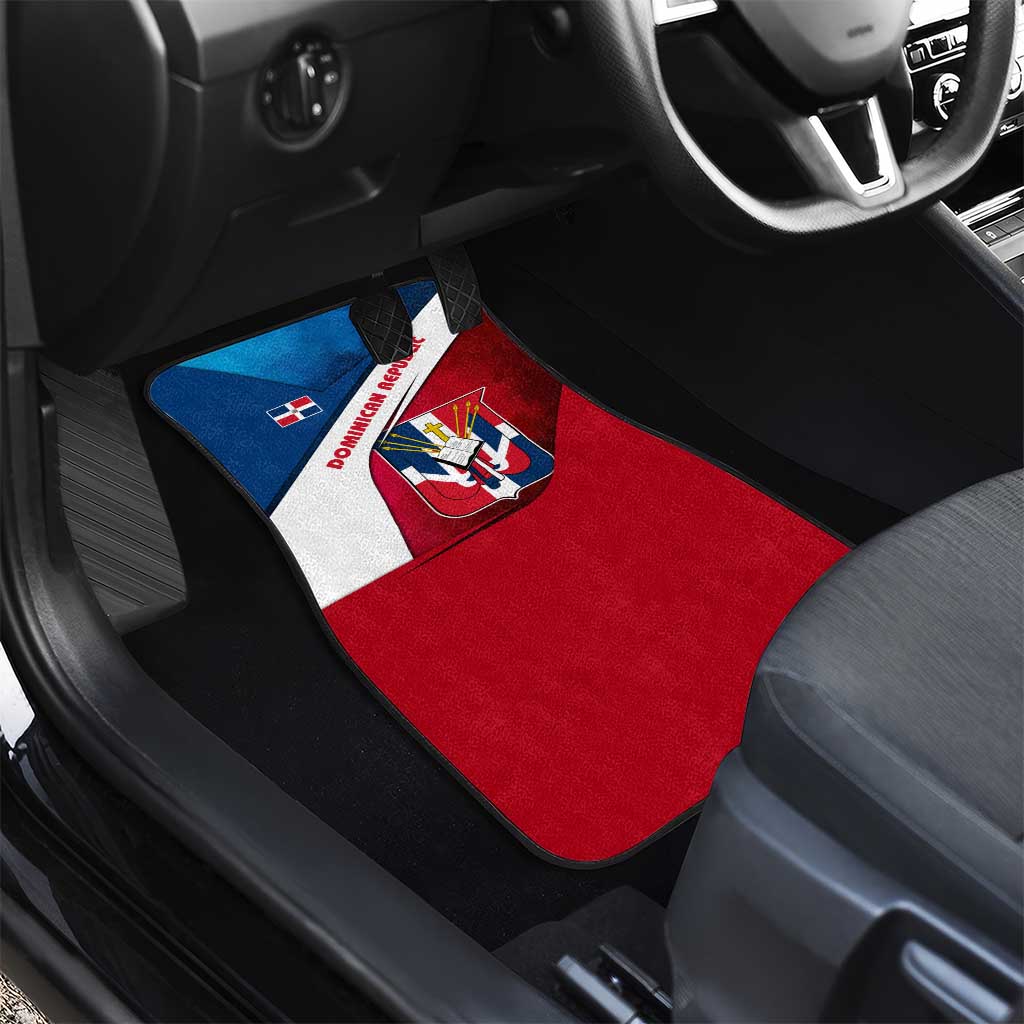 Dominican Republic Flag Car Mats with Map National Coat of Arms Island Silhouette - Wonder Print Shop