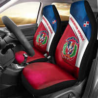 Dominican Republic Flag Car Seat Cover with Map National Coat of Arms Island Silhouette - Wonder Print Shop