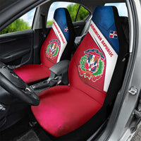 Dominican Republic Flag Car Seat Cover with Map National Coat of Arms Island Silhouette - Wonder Print Shop