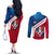 Dominican Republic Flag Couples Matching Off The Shoulder Long Sleeve Dress and Long Sleeve Button Shirt with Map National Coat of Arms Island Silhouette - Wonder Print Shop
